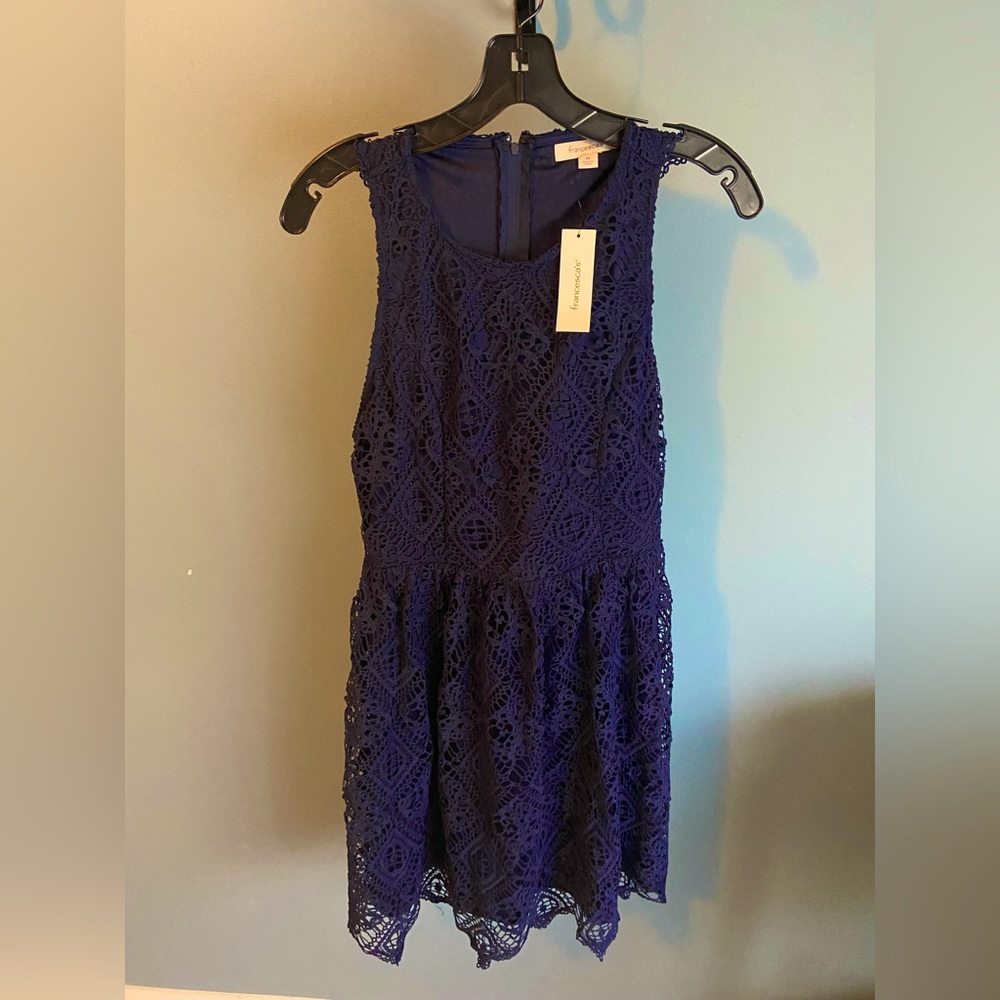 francesca’s Lace Navy Blue Dress Size Medium